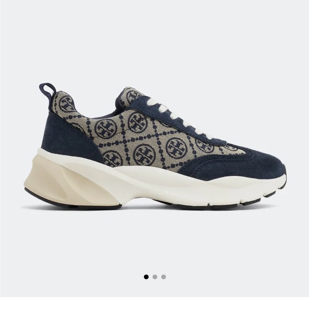 Tory Burch Navy and Beige Logo-Print Men's Runner